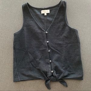 Texture & Thread Button-Front Tie Tank Top